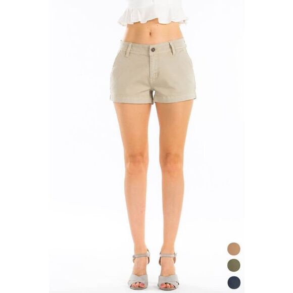 KANCAN Women’s Mid-Rise Khaki Tan Casual Shorts Size Medium Style #KC6260 - Picture 1 of 10